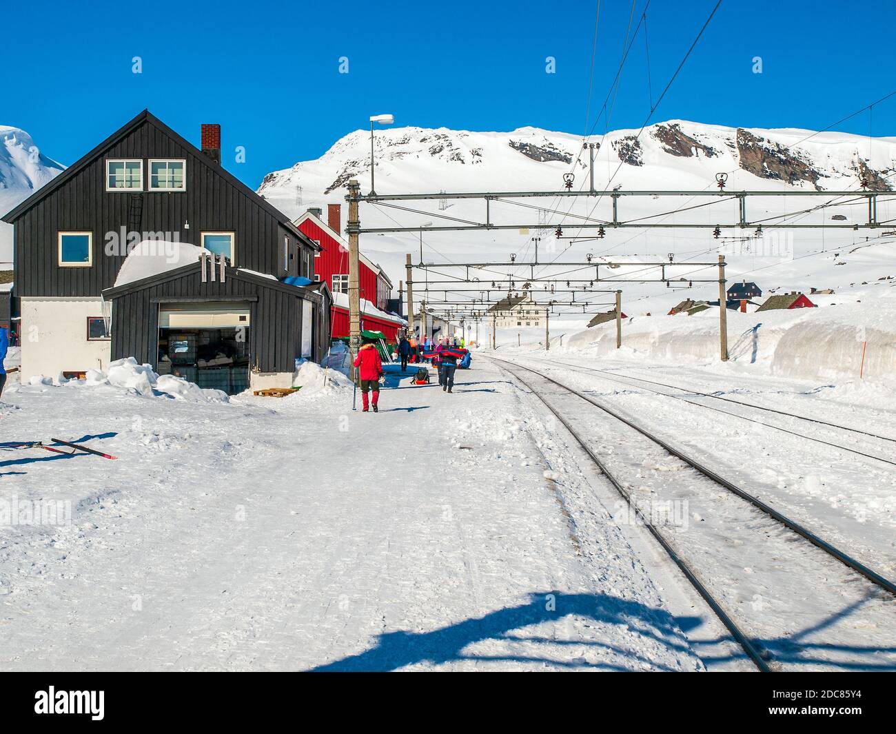 Finse in winter. Finse is a railway station and small village on the Oslo to Bergen railway line. Norway Stock Photo