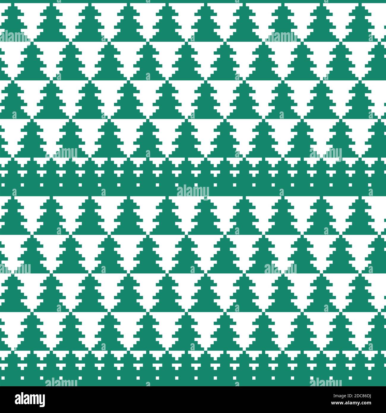 Vector green seamless pattern. Christmas tree knitted background Stock Vector