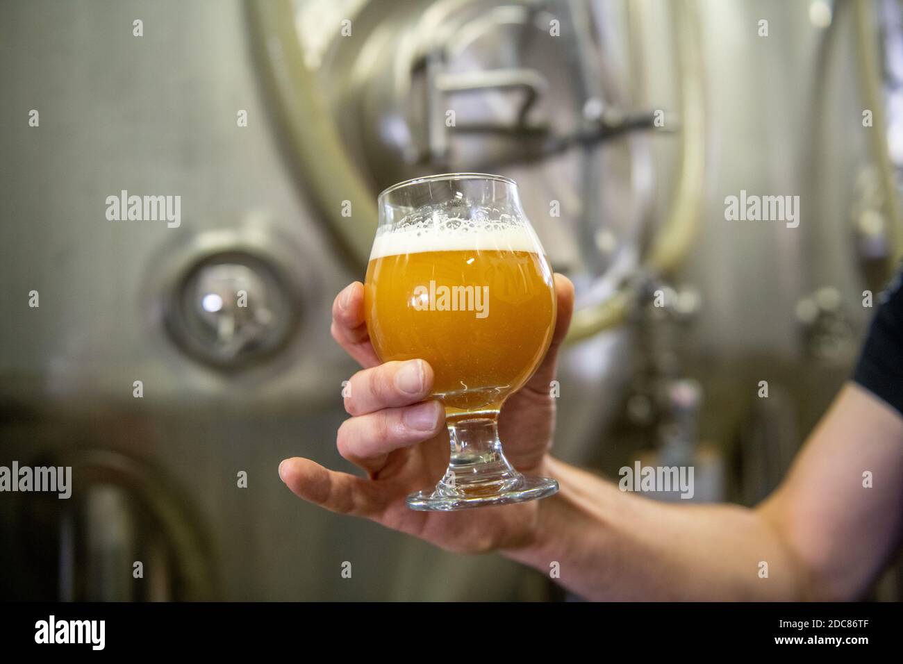 Freshly made beer at MullyÕs Brewery in Prince Frederick, Maryland