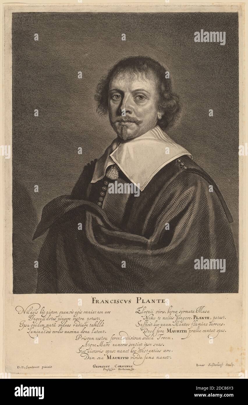 Jonas Suyderhoff, (artist), Dutch, c. 1613 - 1686, Pieter Dircksz Santvoort, (artist after), Dutch, 1603 or after - 1635, Franciscus Plante, engraving Stock Photo