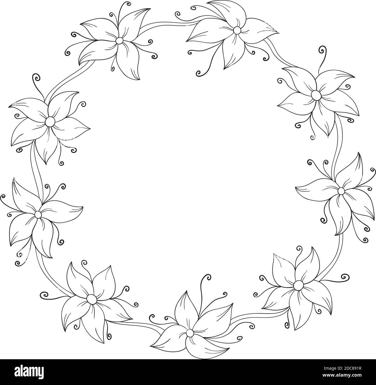 Flower border design Black and White Stock Photos & Images - Alamy