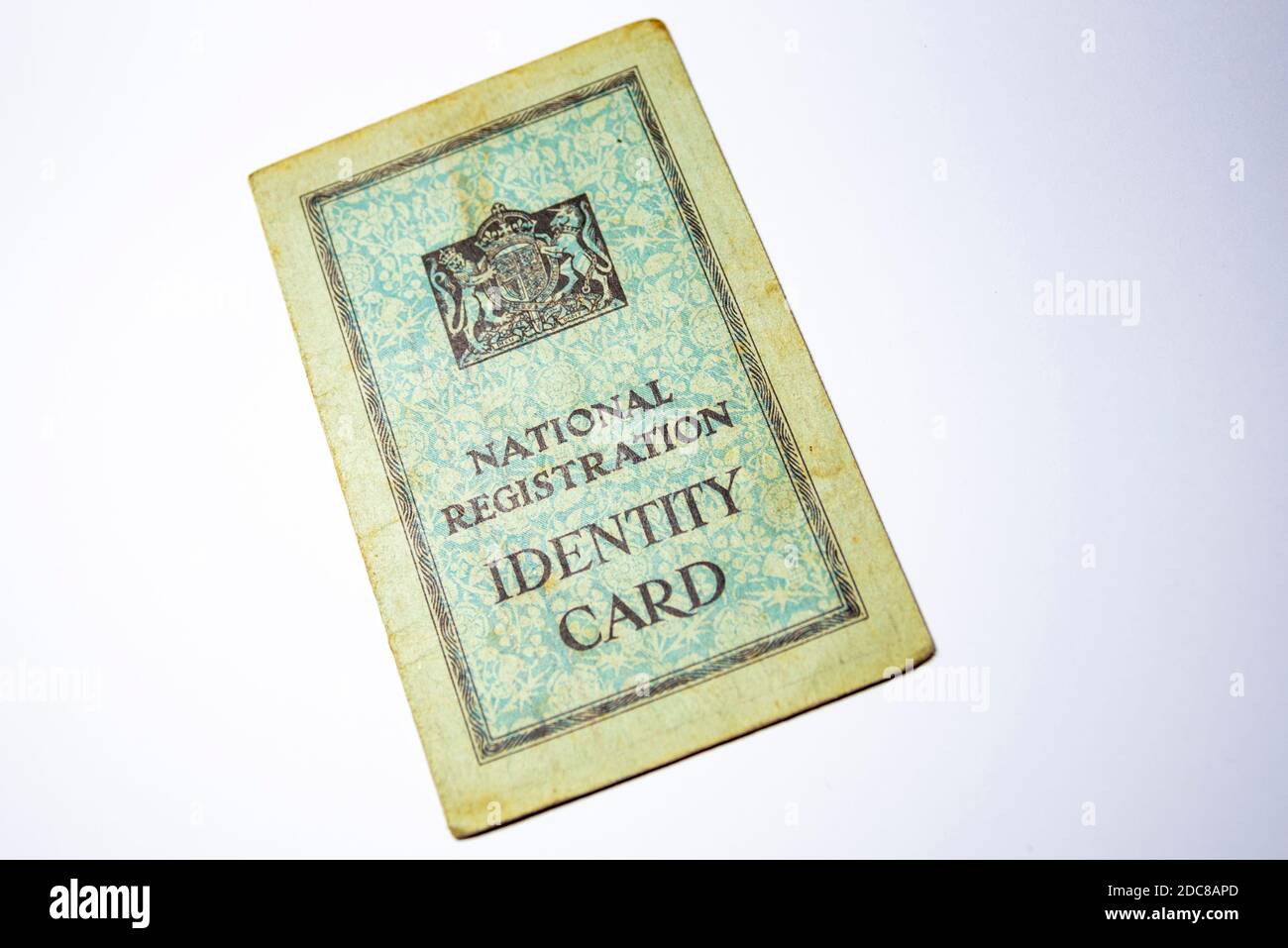 Vintage papers. National Registration identity card. Authentic ID card on white background Stock Photo