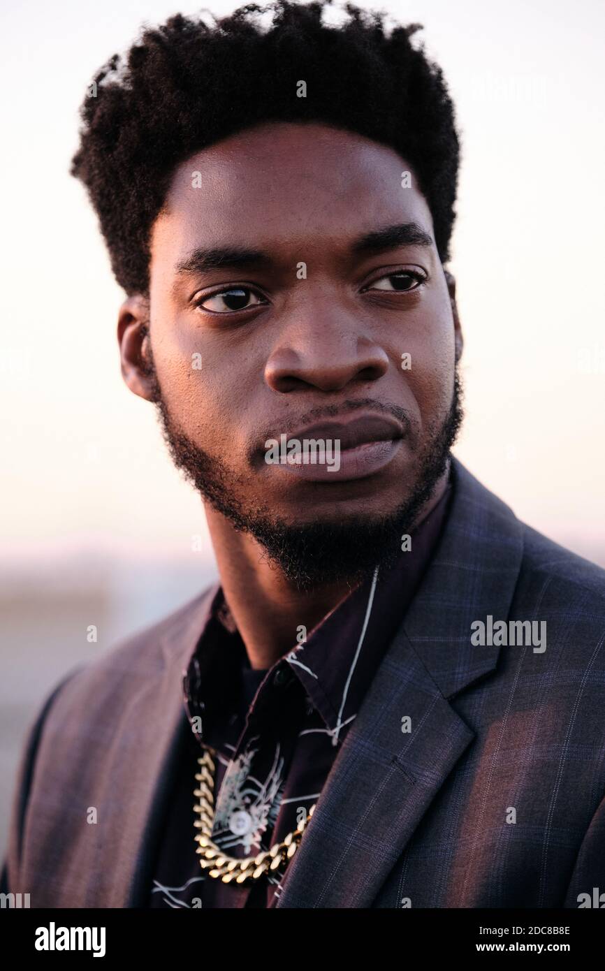 African American business Man at Sunset Stock Photo