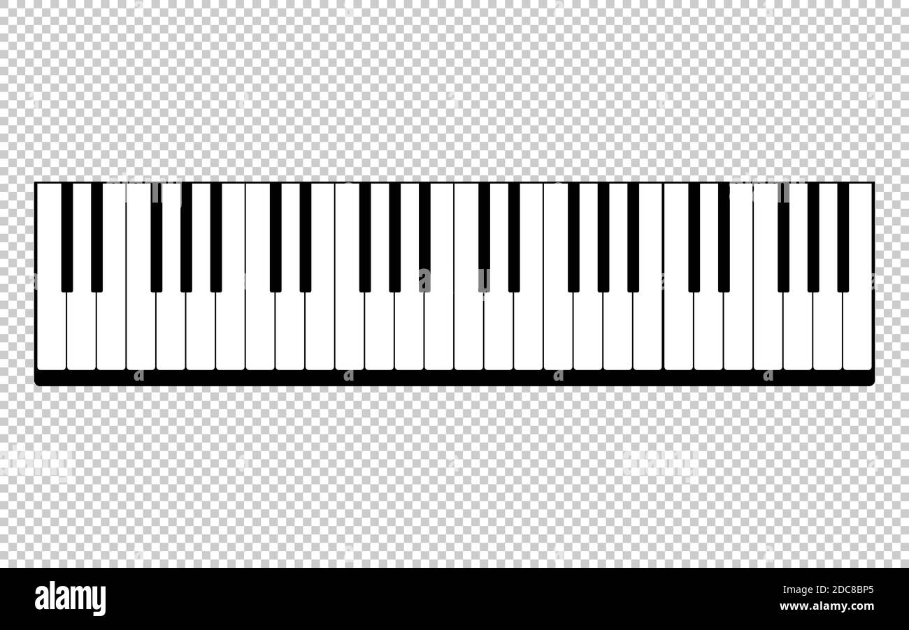 Piano keys black and white on a transparent background. Vector object. Stock Vector