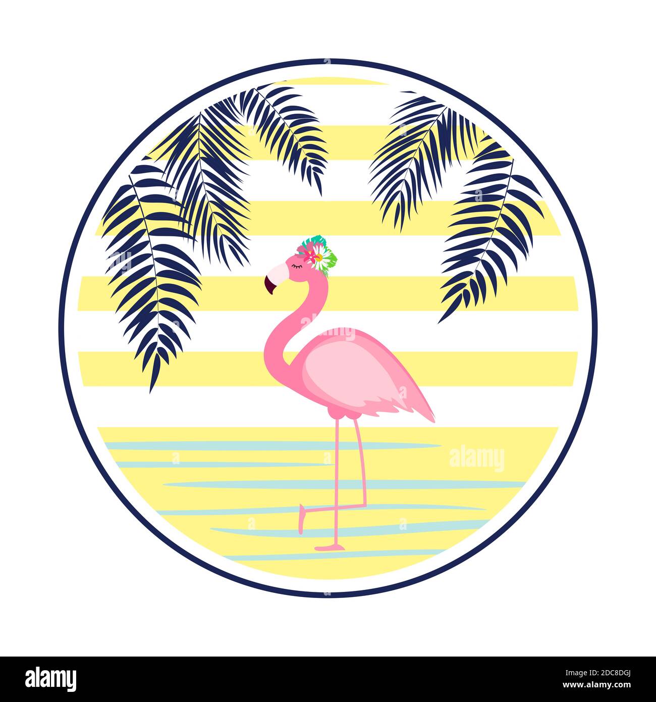 Cute Pink Flamingo Summer Background Illustration Stock Photo - Alamy