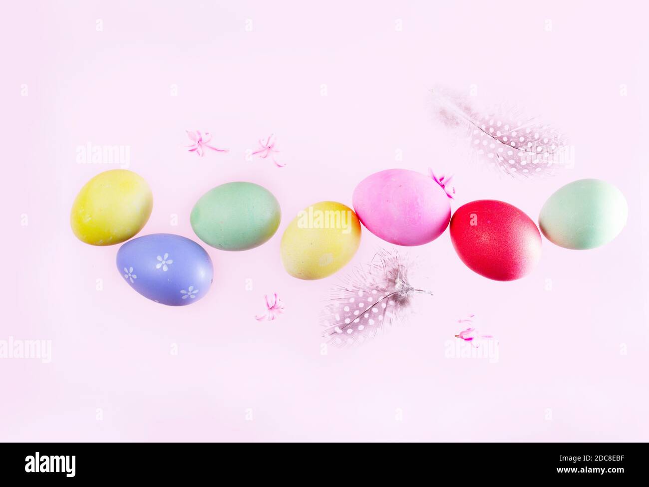 Easter scene with colored eggs Stock Photo