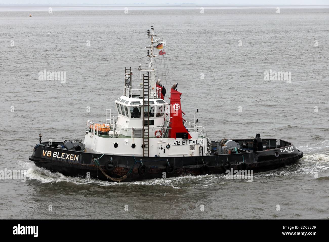 The harbour tug BV Blexen will be working in the port of Cuxhaven on August 20, 2020. Stock Photo