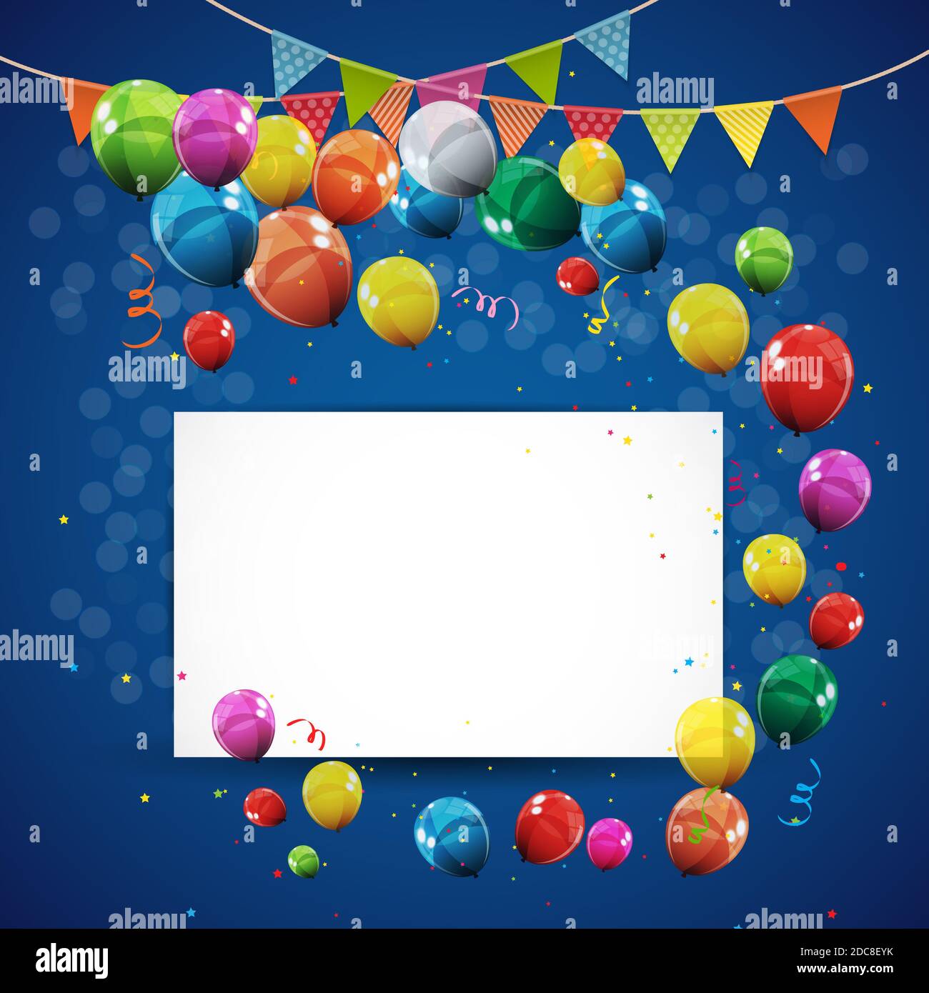 Color Glossy Happy Birthday Balloons Banner Background Illustration Stock  Photo - Alamy