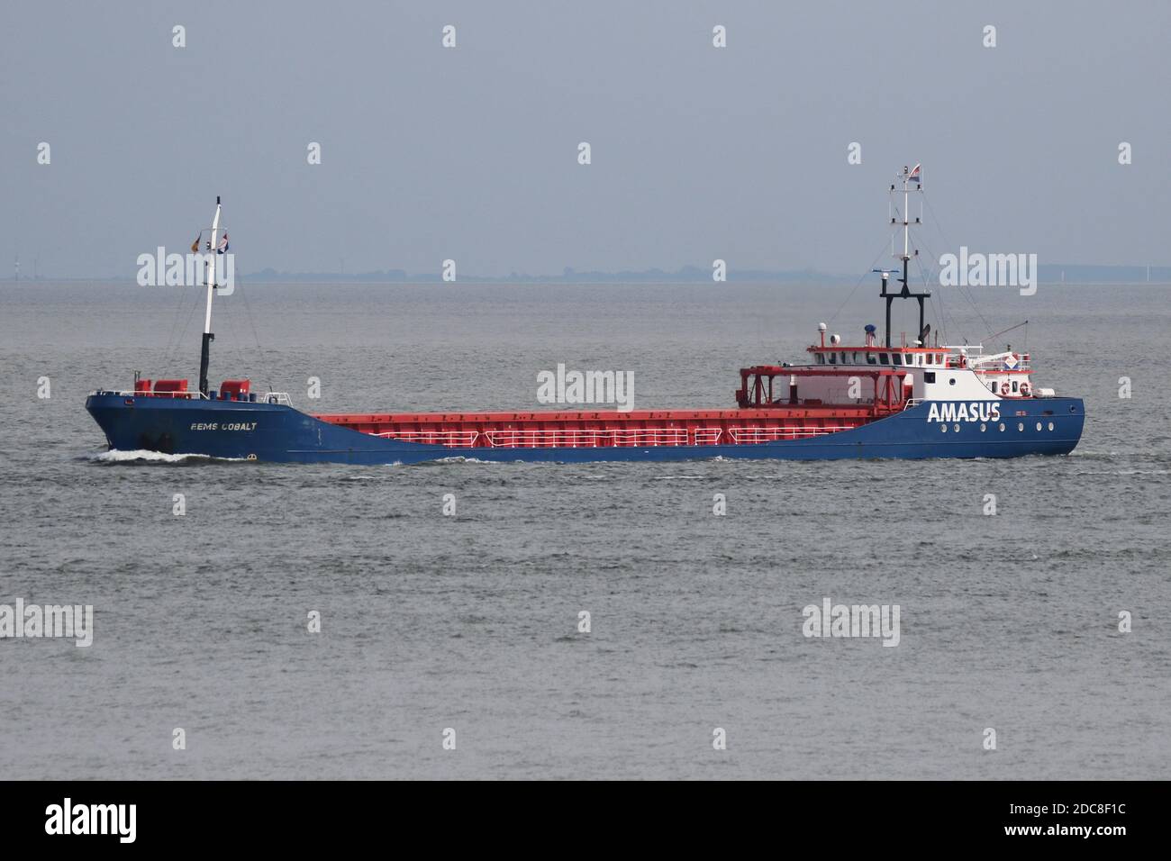 The cargo ship Eems Cobalt will pass Cuxhaven on August 20, 2020 on its way to the North Sea. Stock Photo