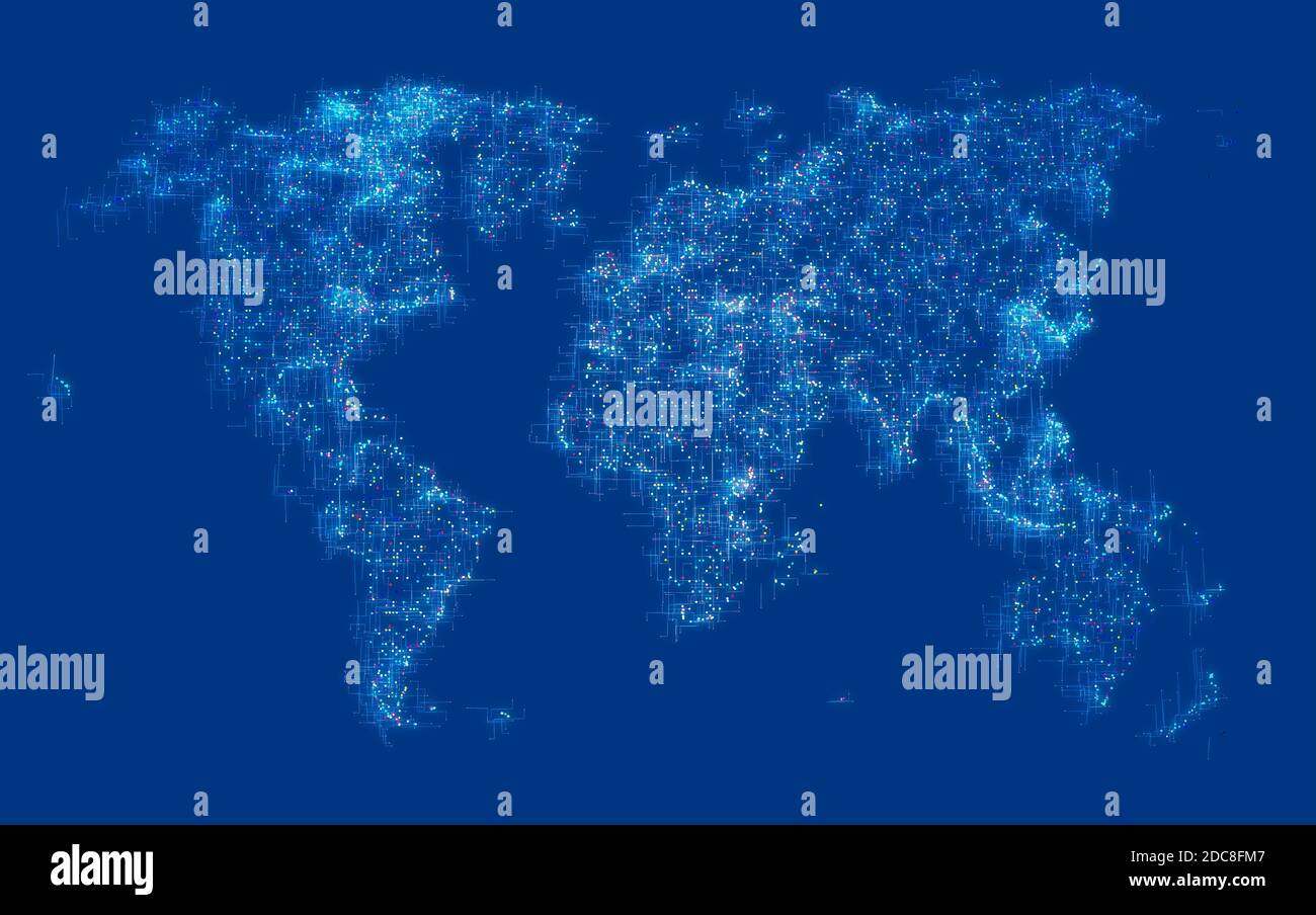 Digital World Map Connections And Links Internet And Speed Particles Planisphere The World Of Social Networks And Influencer Business And Online Stock Photo Alamy