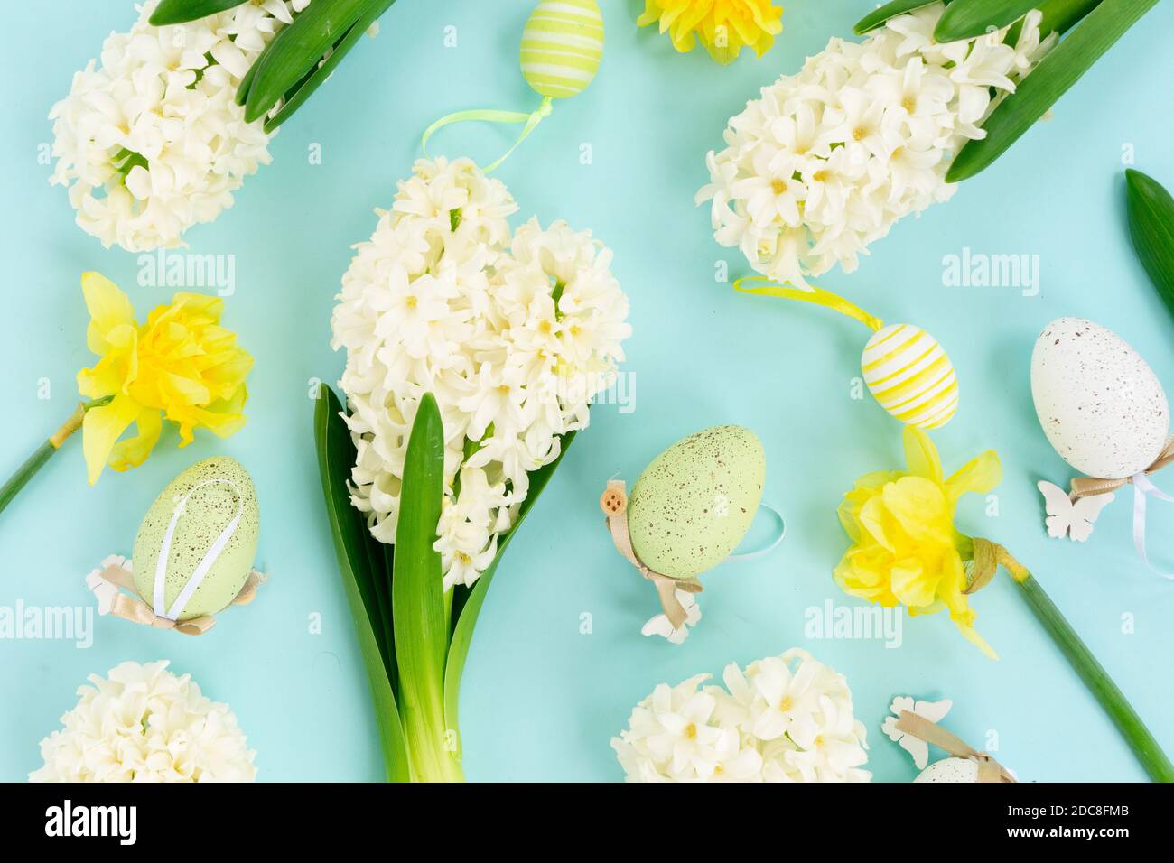 Easter scene with colored eggs Stock Photo - Alamy
