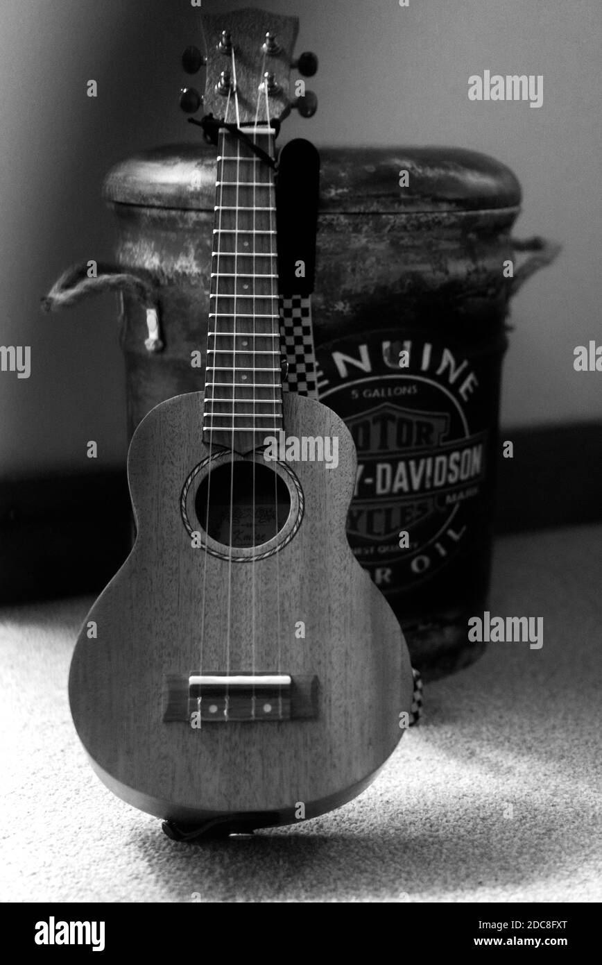 Black and white ukulele Stock Photo Alamy