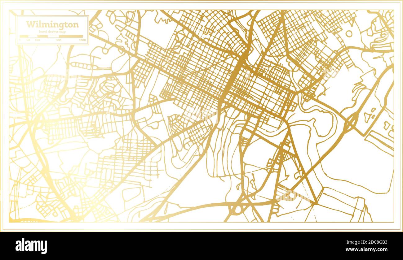Wilmington USA City Map in Retro - Wilmington Usa City Map In Retro Style In Golden Color Outline Map Vector Illustration 2DC8GB3