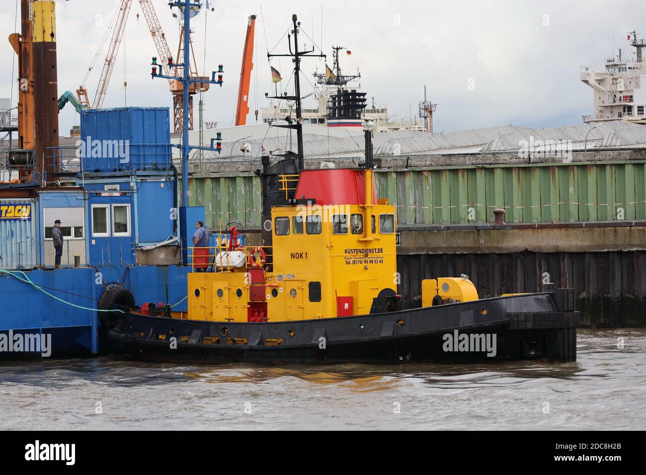 The small tug NOK 1 will be working in the port of Bremerhaven on August 24, 2020. Stock Photo