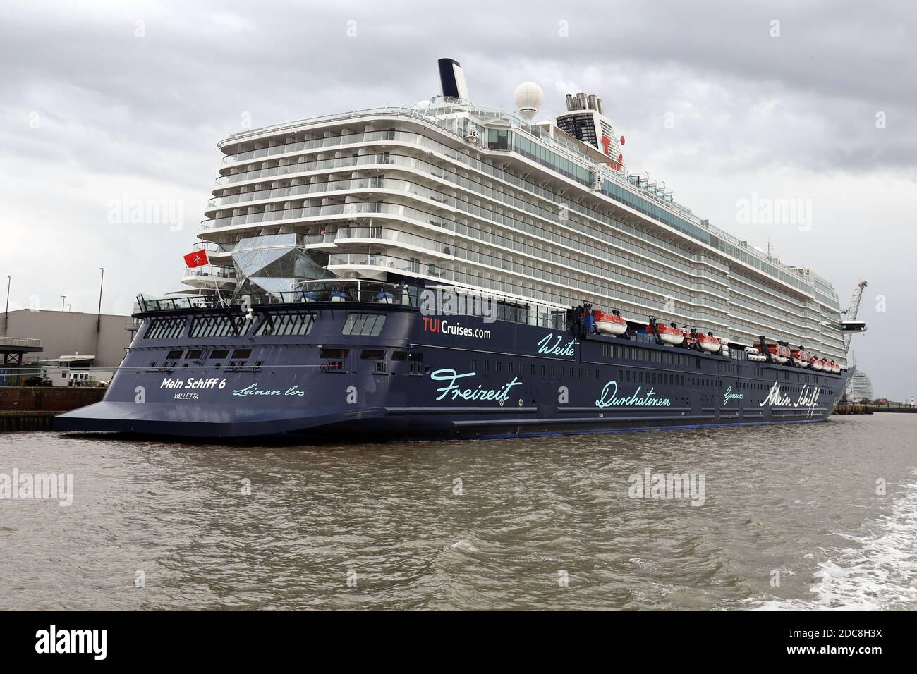 The cruise ship Mein Schiff 6 will be in Bremerhaven on August 24, 2020 at Columbuskaje Stock Photo