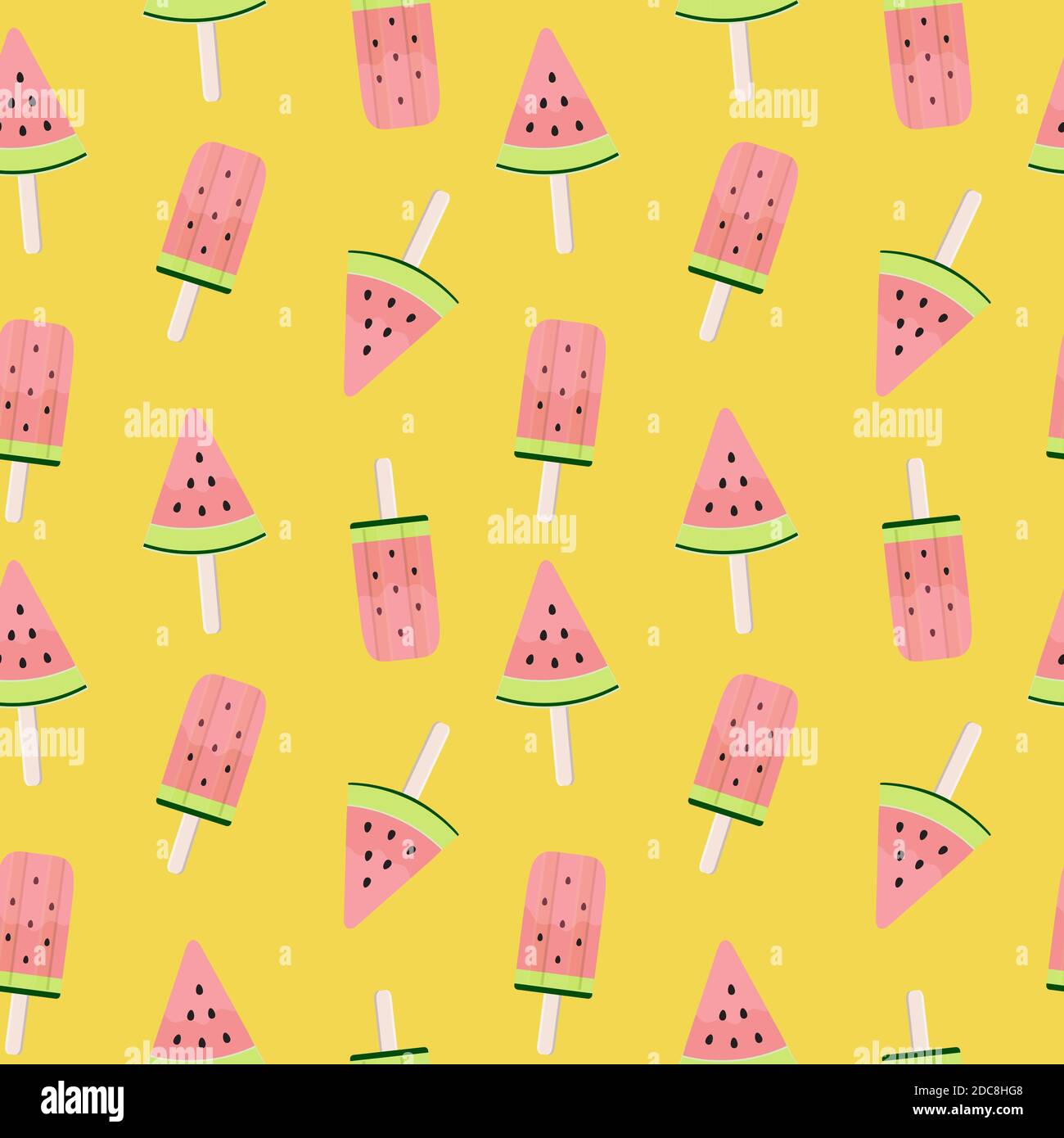 Watermelon Ice Cream Seamless Pattern Background Illustration Stock ...