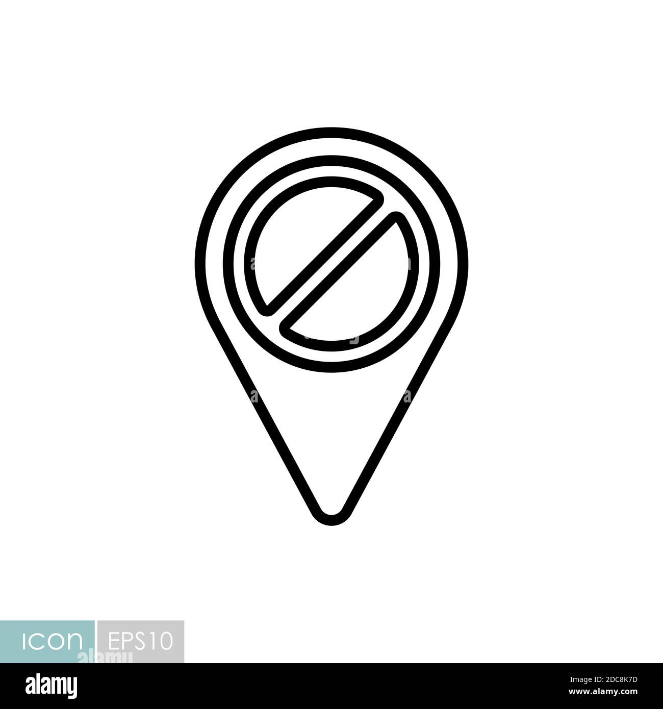 Forbidden Pin Map Icon. Map Pointer. Demonstration, Manifestation