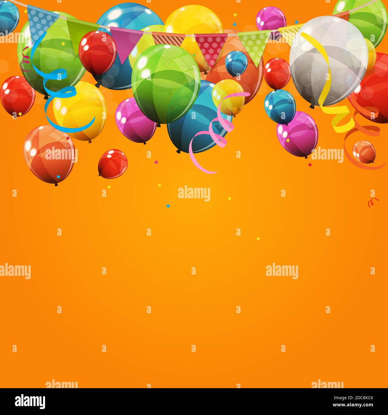 Color Glossy Happy Birthday Balloons Banner Background Illustration Stock  Photo - Alamy, image size:1300x1390