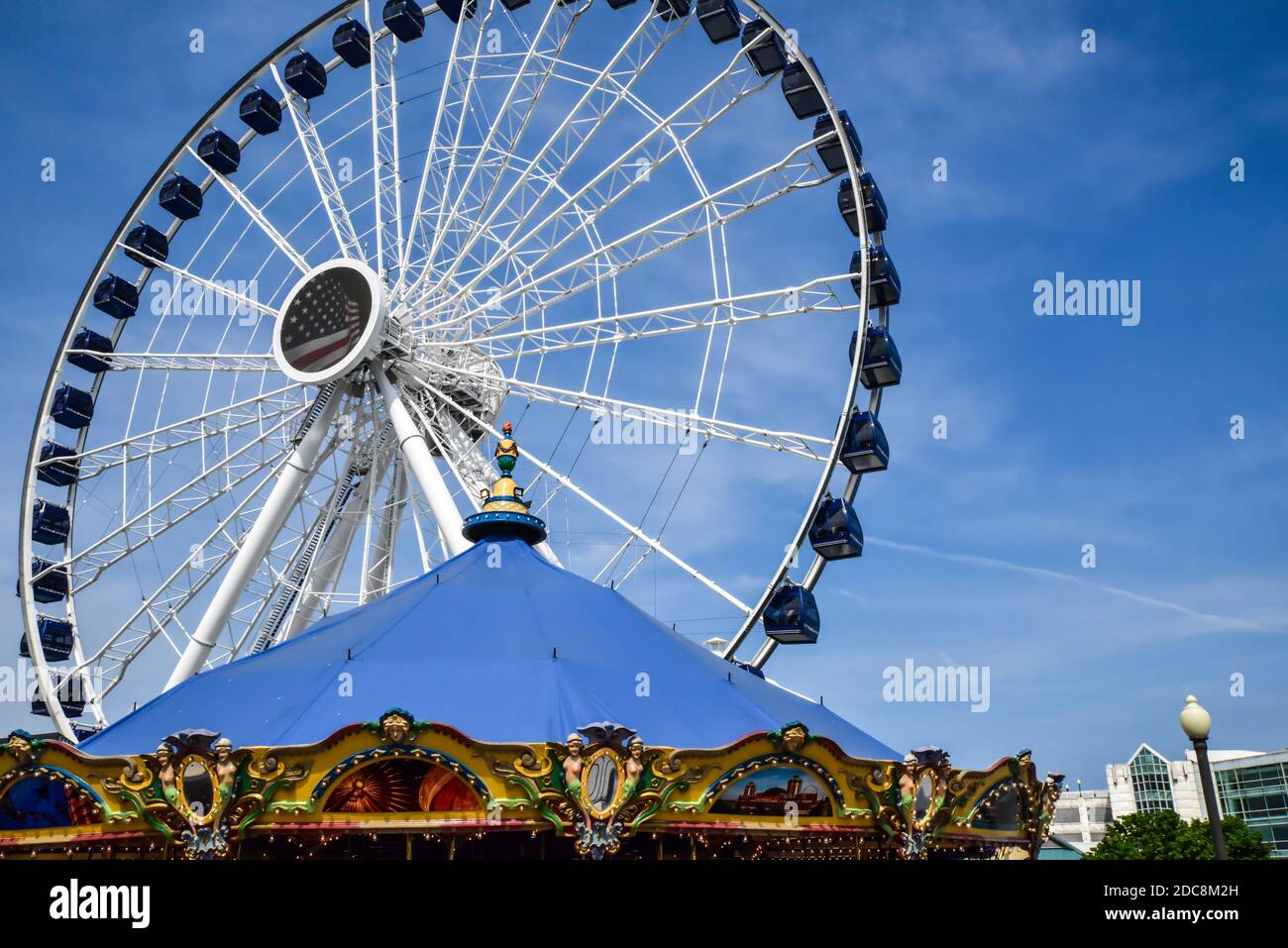City amusement and entertainment park amusement rides Stock Photo