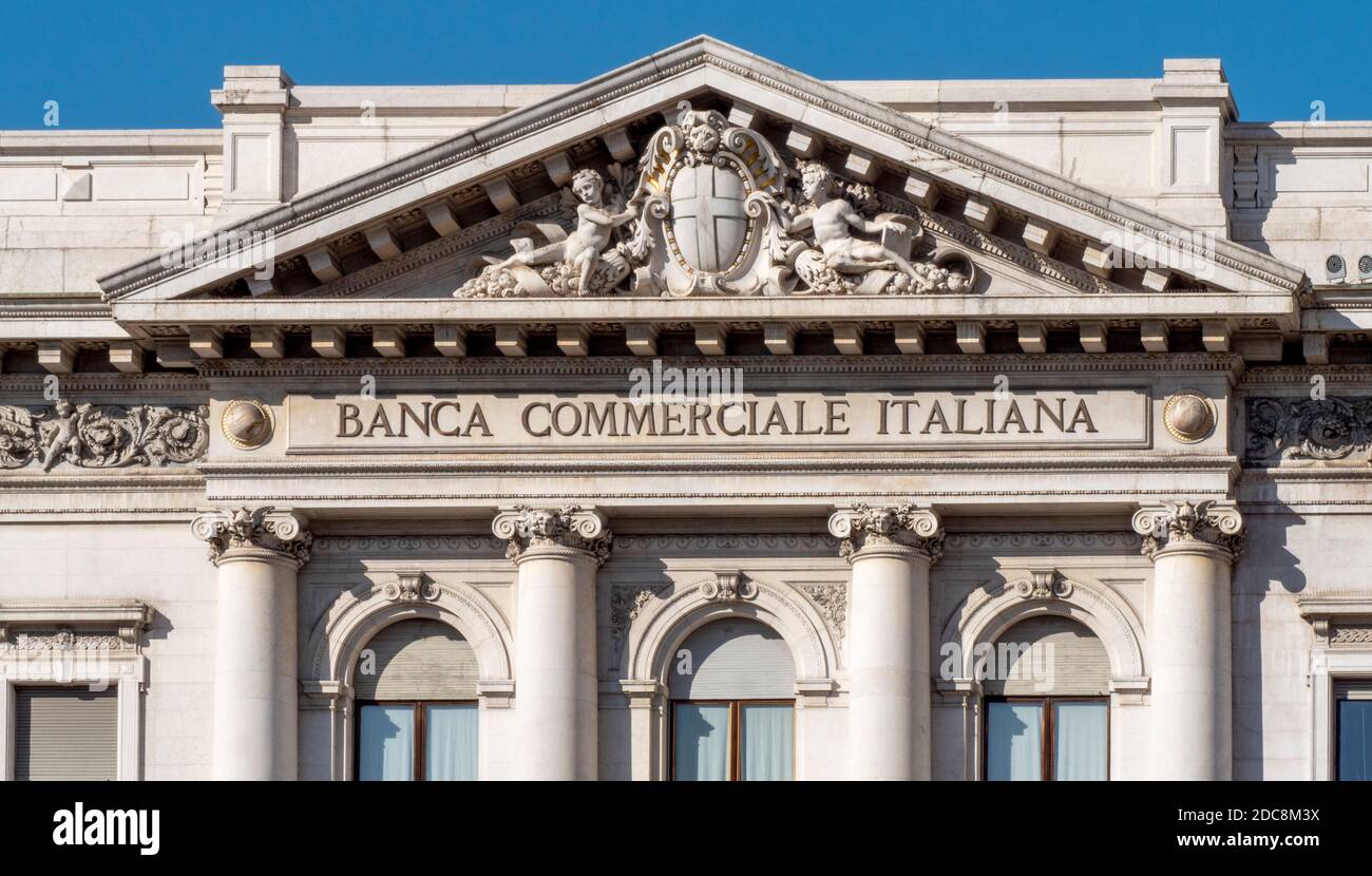 The Façade of Banca Commerciale Italiana - Piazza Della Scala, Milan,  Lombardy, Italy Stock Photo - Alamy