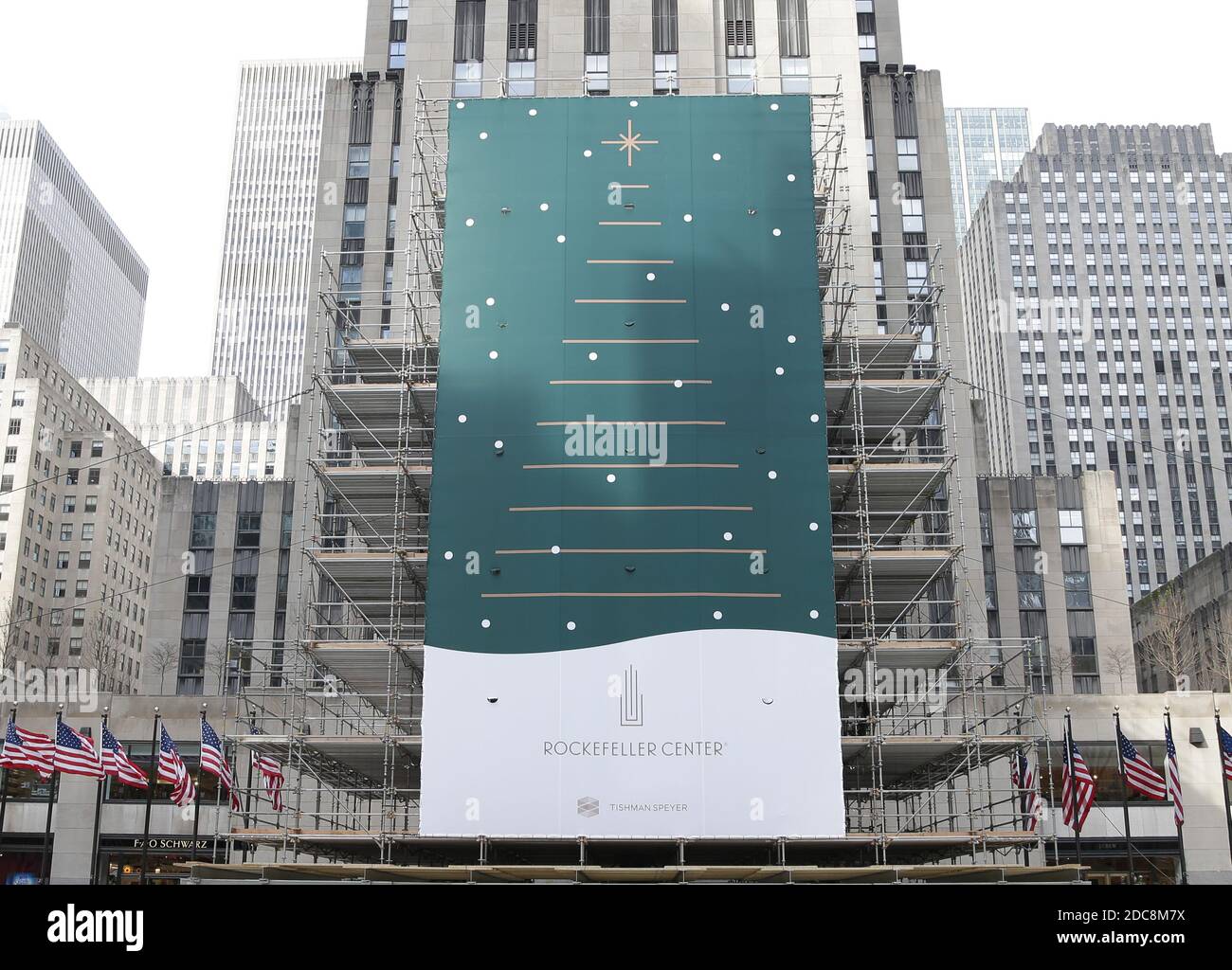 New York, United States. 19th Nov, 2020. Workers continue to prepare the Rockefeller Center Christmas Tree for the tree lighting scheduled for December 4th at Rockefeller Plaza in New York City on Thursday, November 19, 2020. Photo by John Angelillo/UPI Credit: UPI/Alamy Live News Stock Photo