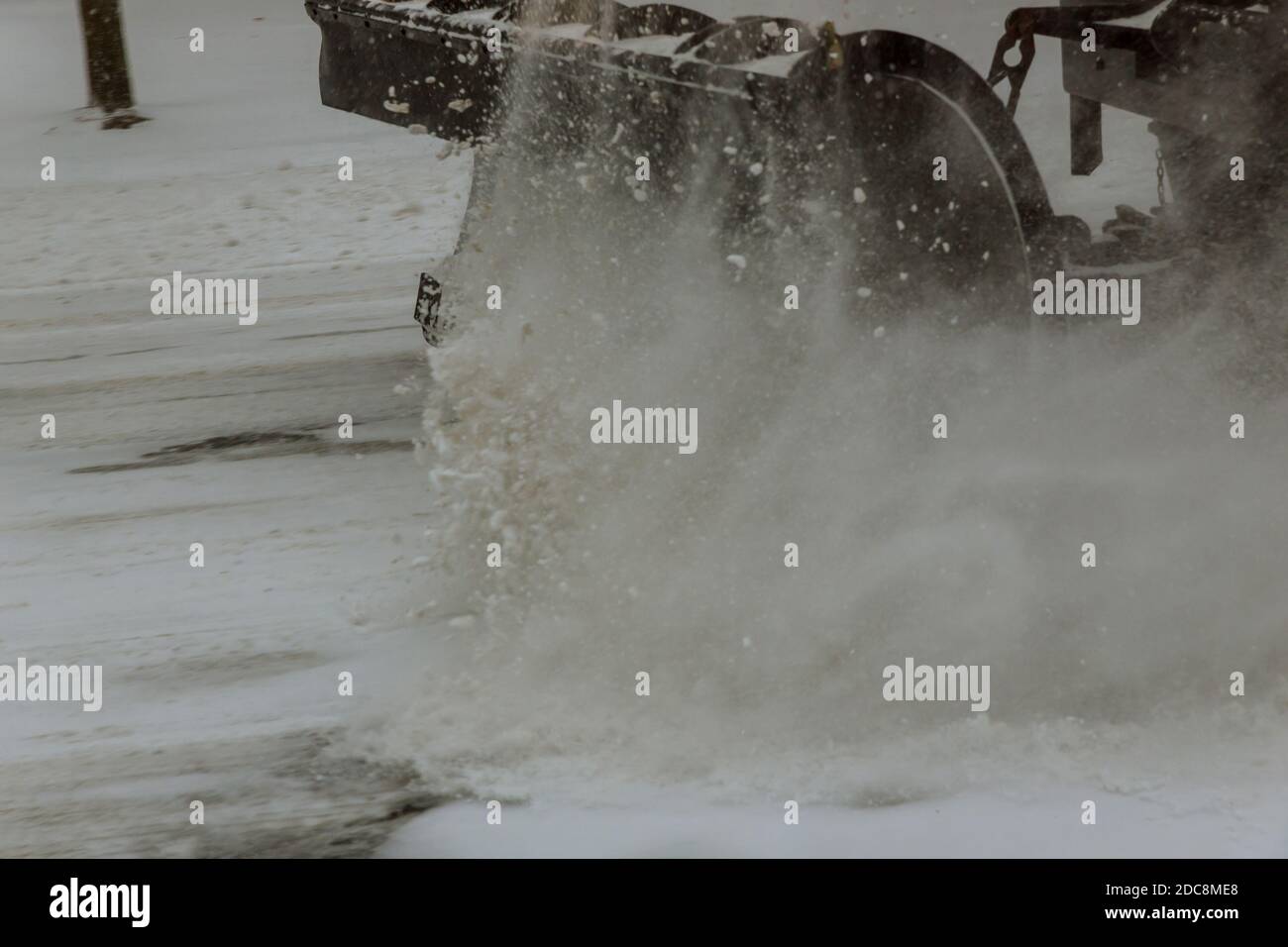 Winter the snow removal vehicle removing snow in after heavy snowfall