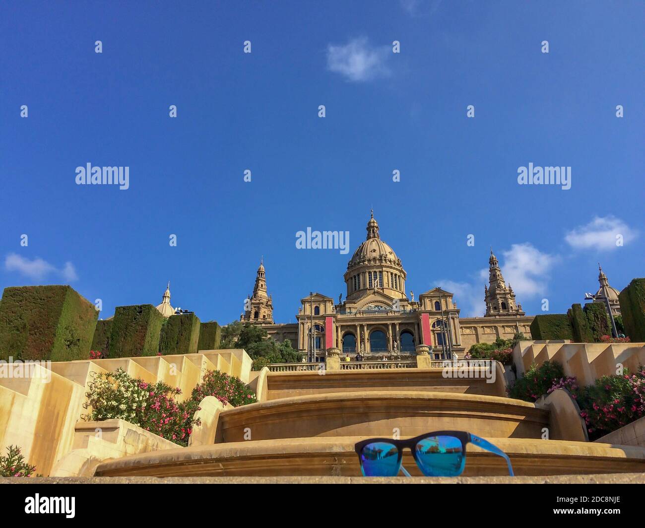 National Museum of Catalonia, beautiful building, sunny summer day, warm weather Stock Photo