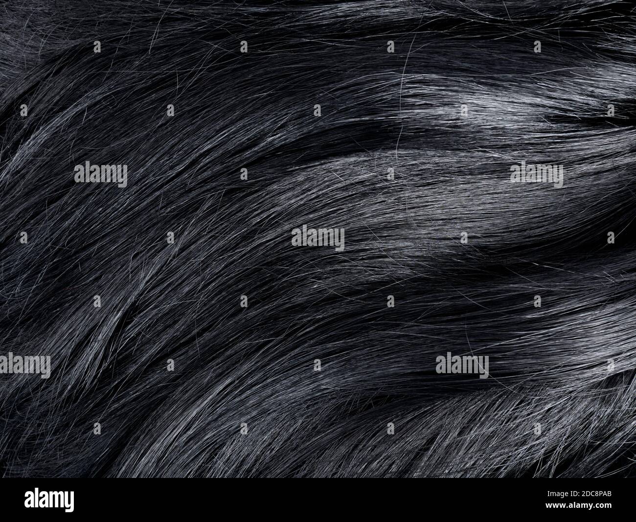 Long black human shiny hair texture Stock Photo