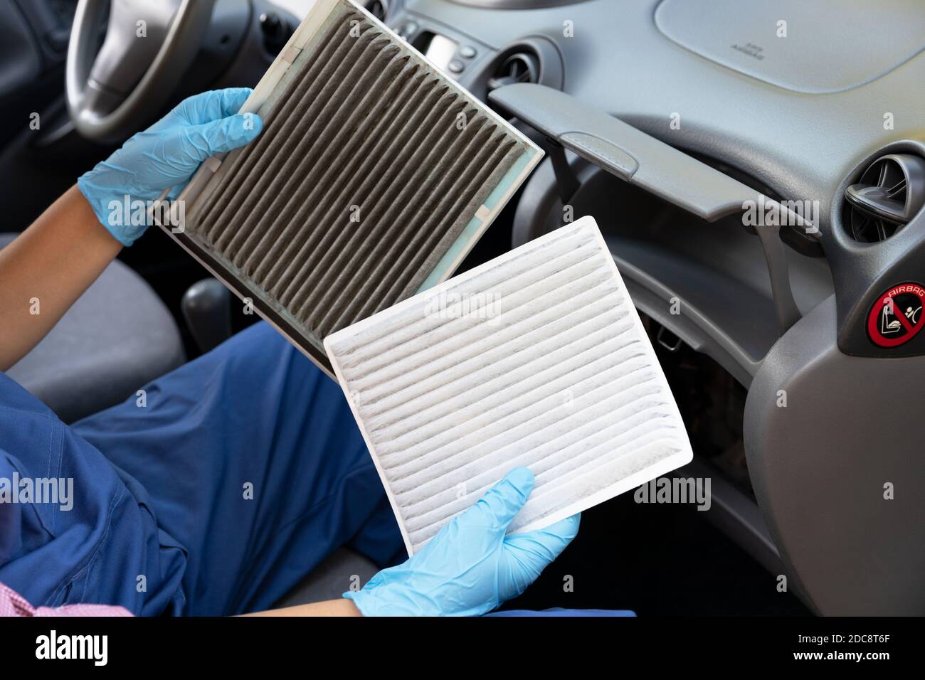 Clean and dirty cabin pollen air filter for a car Stock Photo Alamy