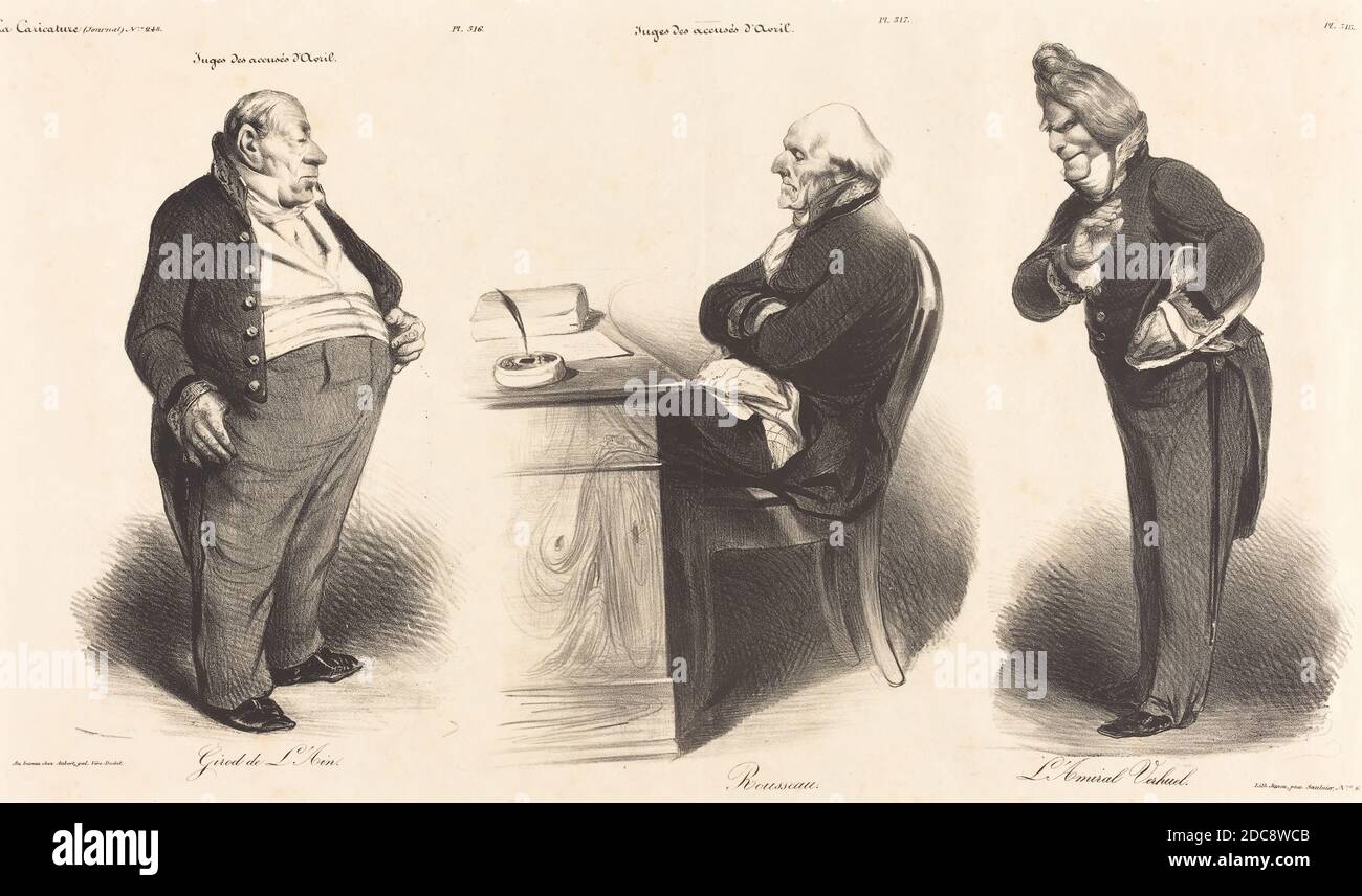 Honore Daumier Artist French 1808 1879 Girod De L Ain J Joseph Rousseau Amiral Verhuel La Caricature Pl 516 518 Series 15 Lithograph Stock Photo Alamy
