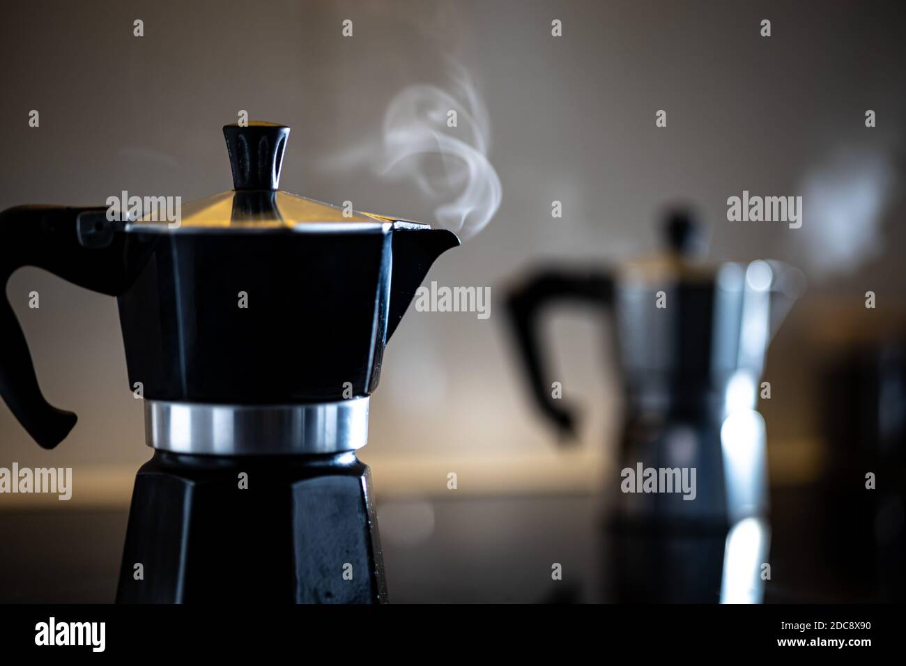 Steam Rising From A Stovetop Espresso Maker Stock Photo - Download Image  Now - Boiling, Burner - Stove Top, Burning - iStock