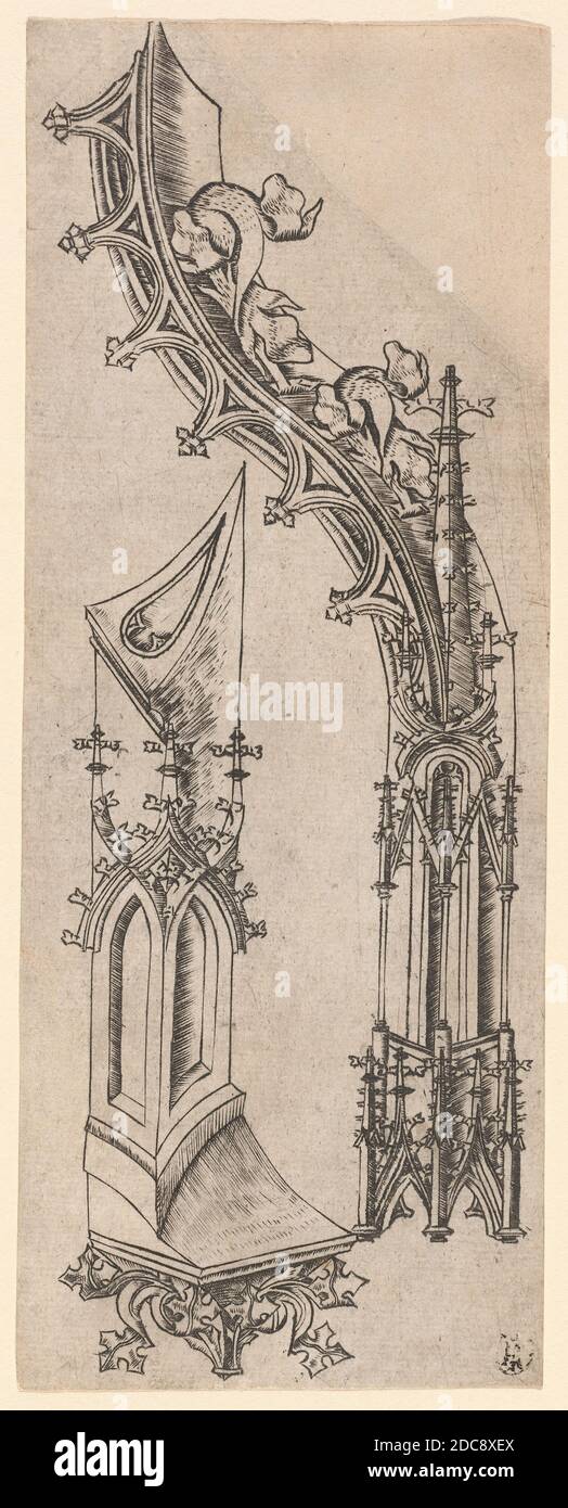 German 15th Century, (artist), Gothic Letter 'D', c. 1480/1500, engraving Stock Photo