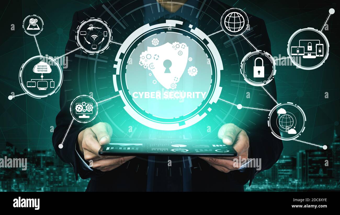 Cyber Security and Digital Data Protection Concept. Icon graphic interface  showing secure firewall technology for online data access defense against  Stock Photo - Alamy
