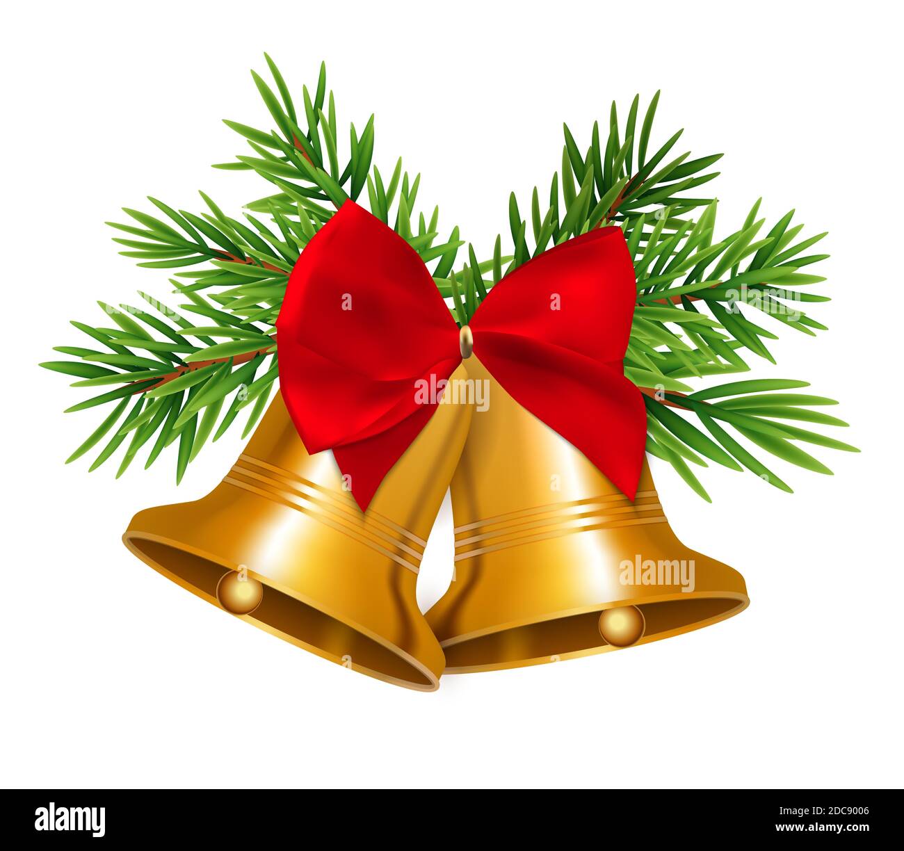 Christmas Bell with Red Bow Illustration Stock Photo - Alamy