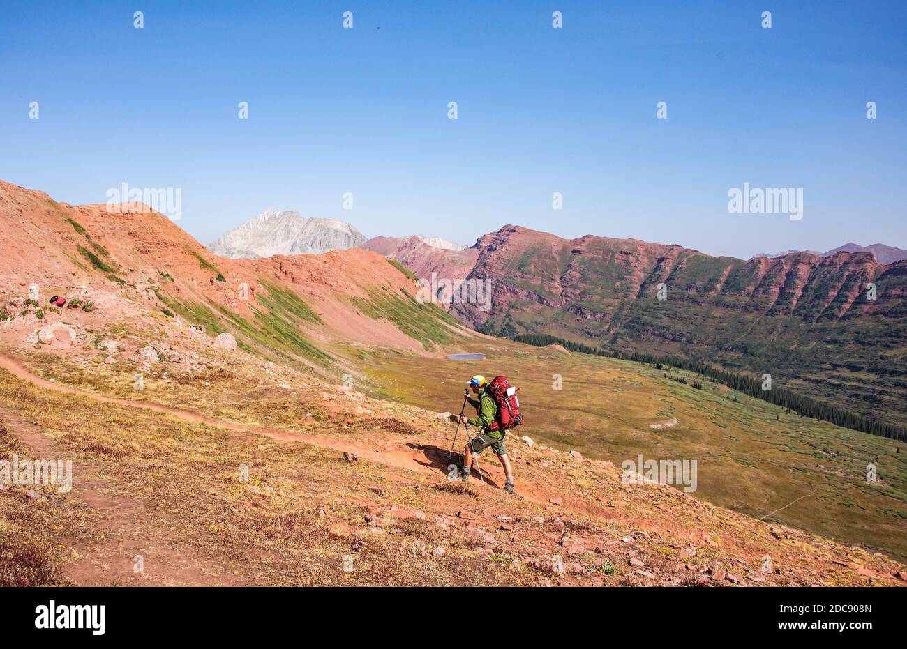 Descending Frigid Air Pass on the Maroon Bells Loop, Aspen, Colorado, USA. Stock Photo