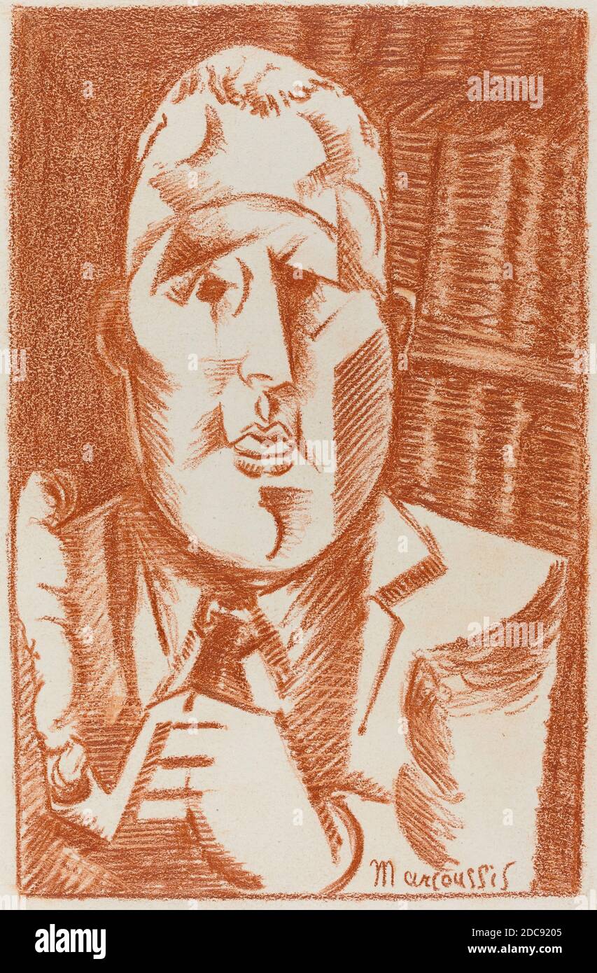 Louis Casimir Ladislas Marcoussis, (artist), French, 1883 - 1941, Guillaume Apollinaire, 1921, red crayon on wove paper, overall: 28.3 x 19 cm (11 1/8 x 7 1/2 in Stock Photo