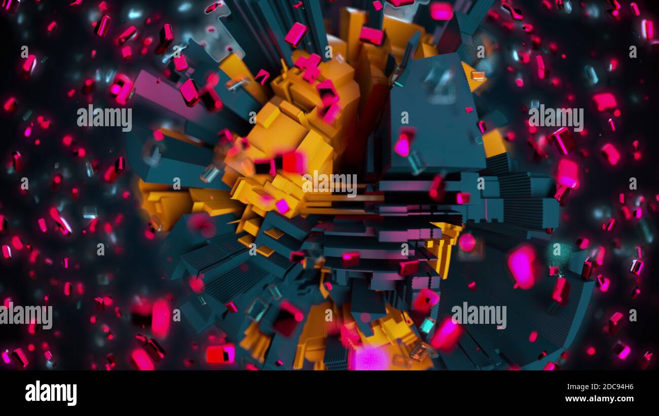 3d render technology background. Complicated abstract sphere with ...