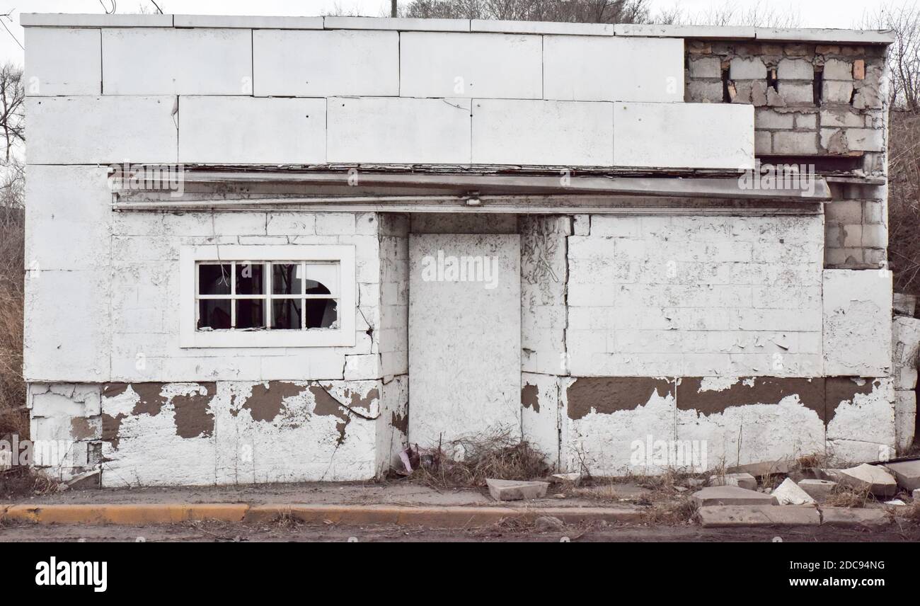 old historic abandoned garage shed storage building in rural ...
