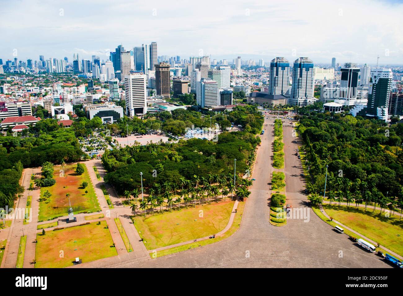 Jakarta city skyline from Monas, the national monument, Java, Indonesia ...