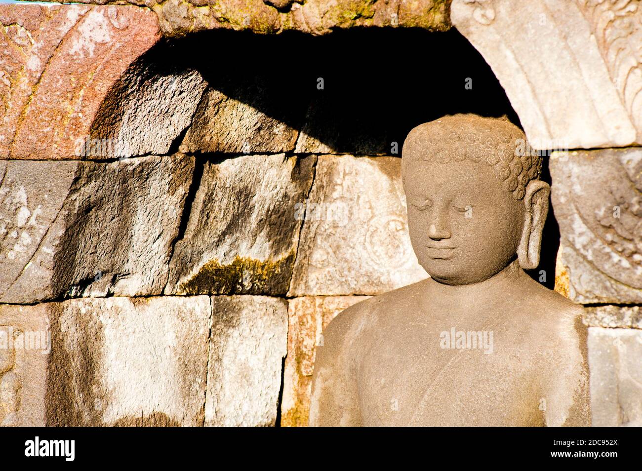 Close Up Photo of a Stone Buddha at Borobudur Temple, Yogyakarta, Java, Indonesia, Asia Stock Photo