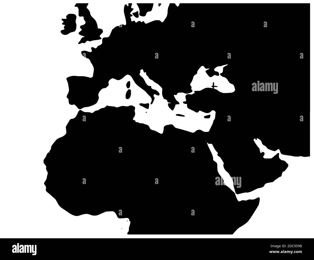 Europe, middle east and north Africa Emea Map illustration Stock Vector