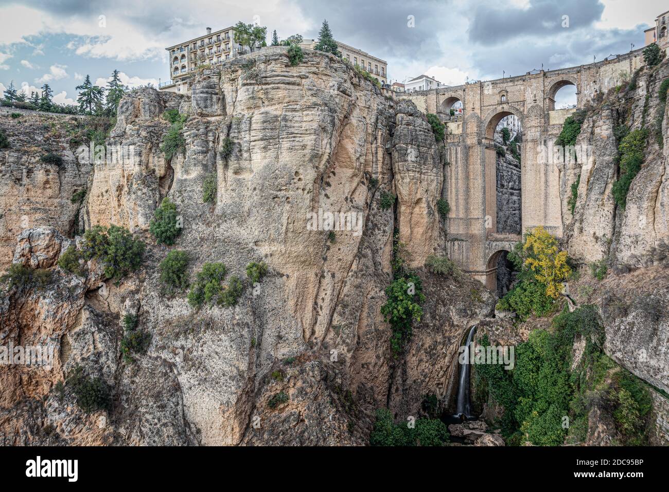 Beautiful view of the town of Ronda. Spain. The new bridge Stock Photo