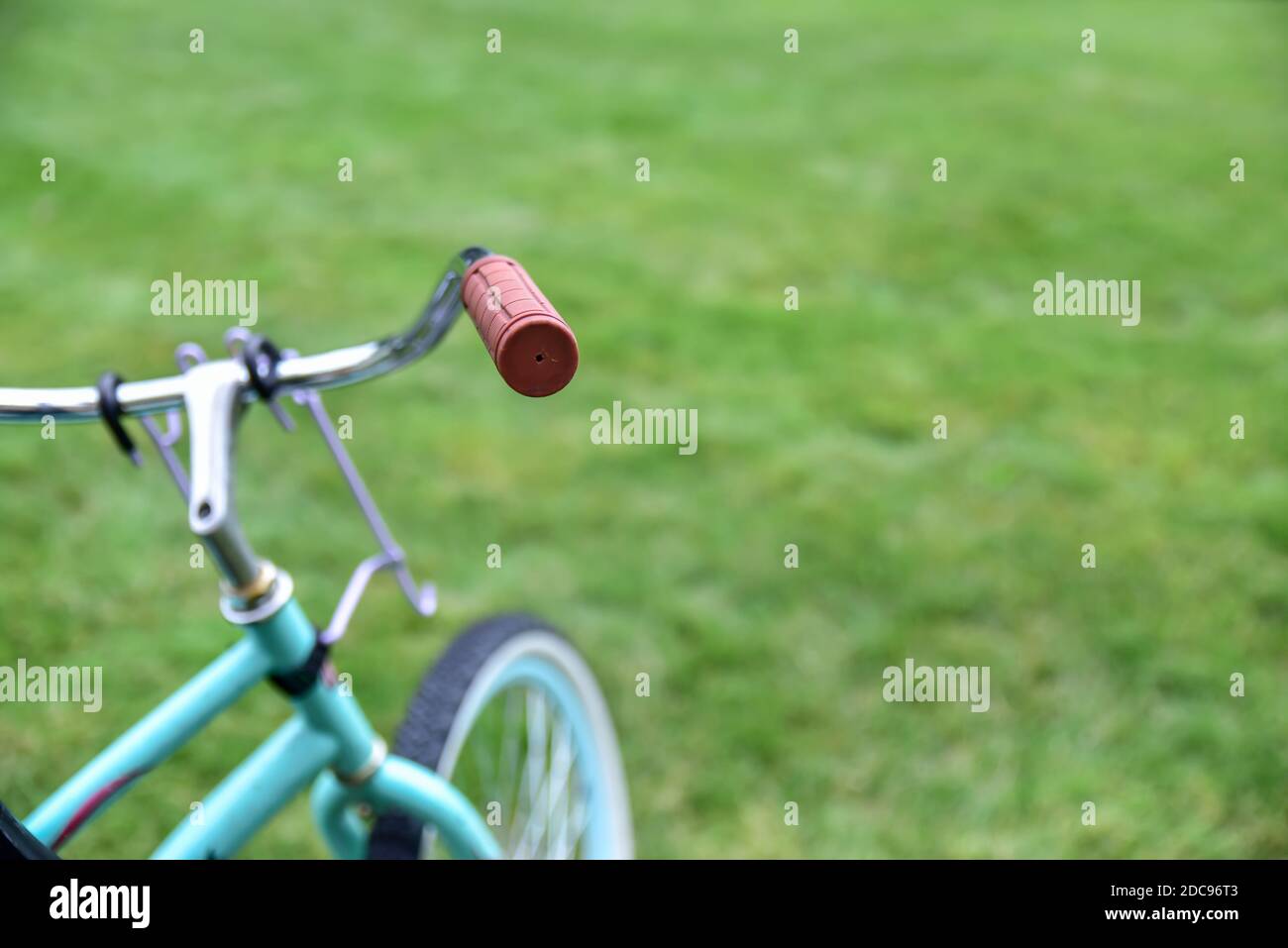 closeup view of vintage bicycle wheel and handle bars Stock Photo Alamy