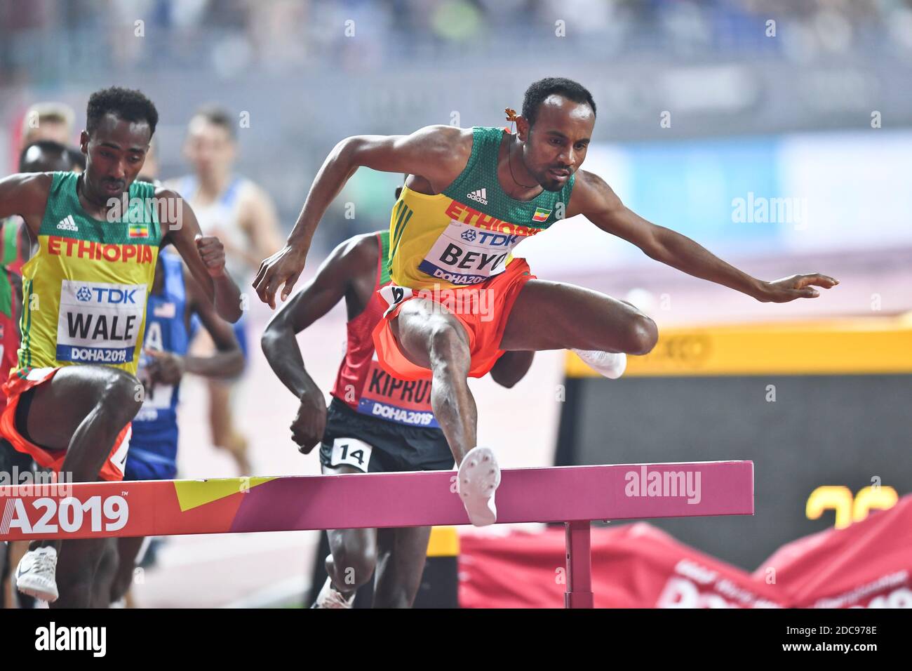 Chala Beyo (Ethiopia). 3000 Metres Steeplechase final. IAAF World Athletics Championships, Doha 2019 Stock Photo