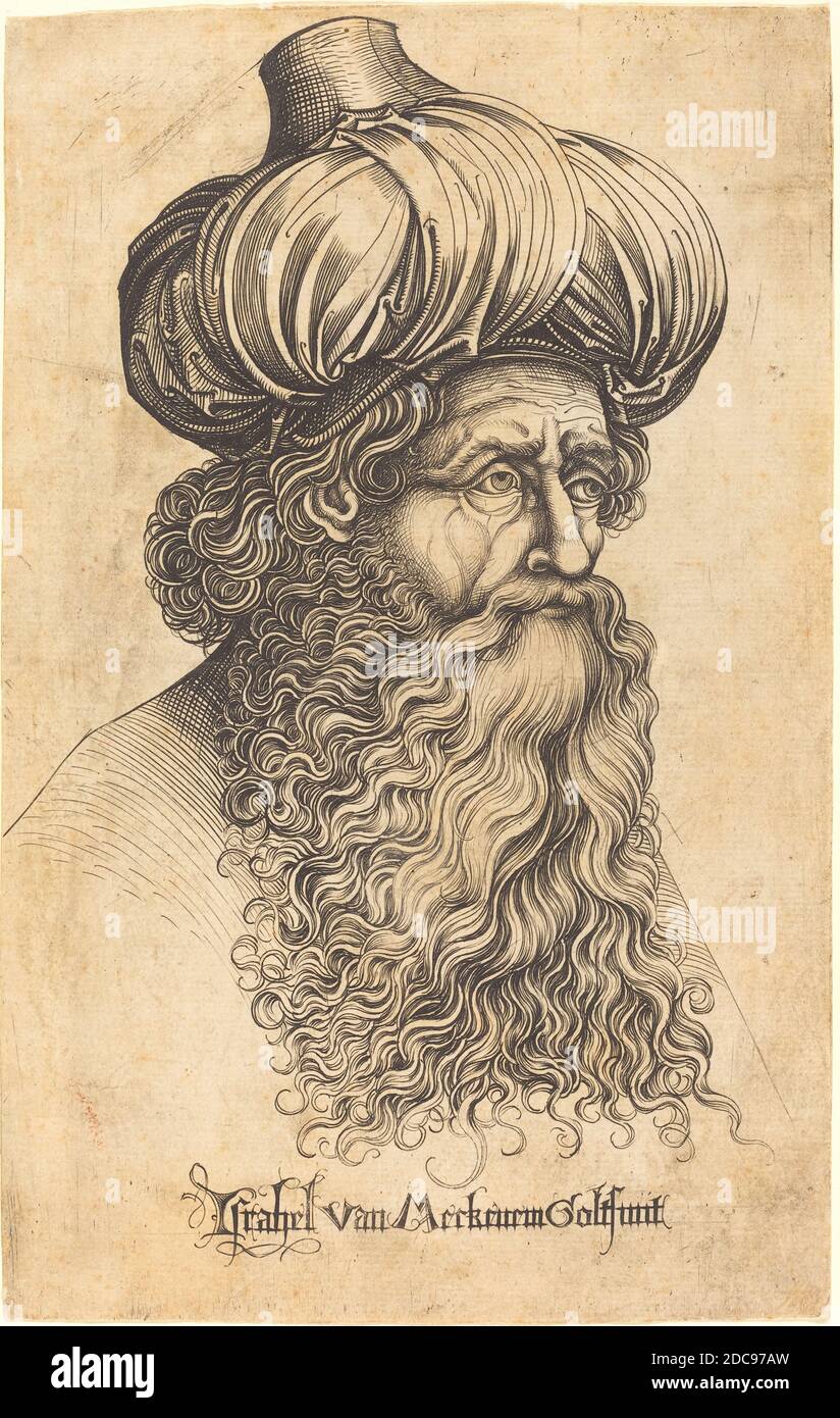 Israhel van Meckenem, (artist), German, c. 1445 - 1503, Head of an Aged Man, c. 1480/1490, engraving Stock Photo