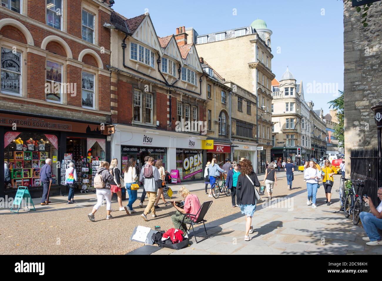 Pedestrianised Cornmarket Street, Oxford,  Oxfordshire, England, United Kingdom Stock Photo