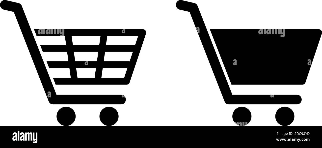Full and empty shopping cart icon shop and sale symbol for web buttons Stock Vector