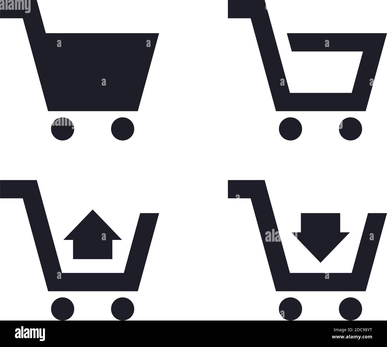 Simple full and empty shopping cart icon and buy symbol for web buttons Stock Vector