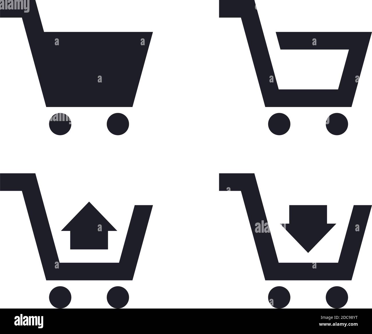 Simple full and empty shopping cart icon and buy symbol for web buttons