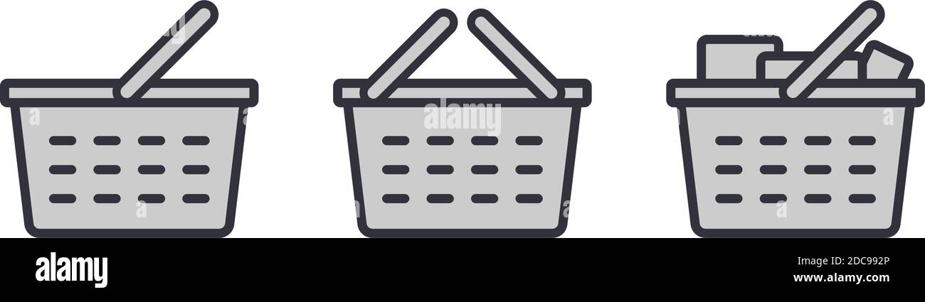 Different shopping basket icons and buy symbols for shop and sale full and empty version Stock Vector